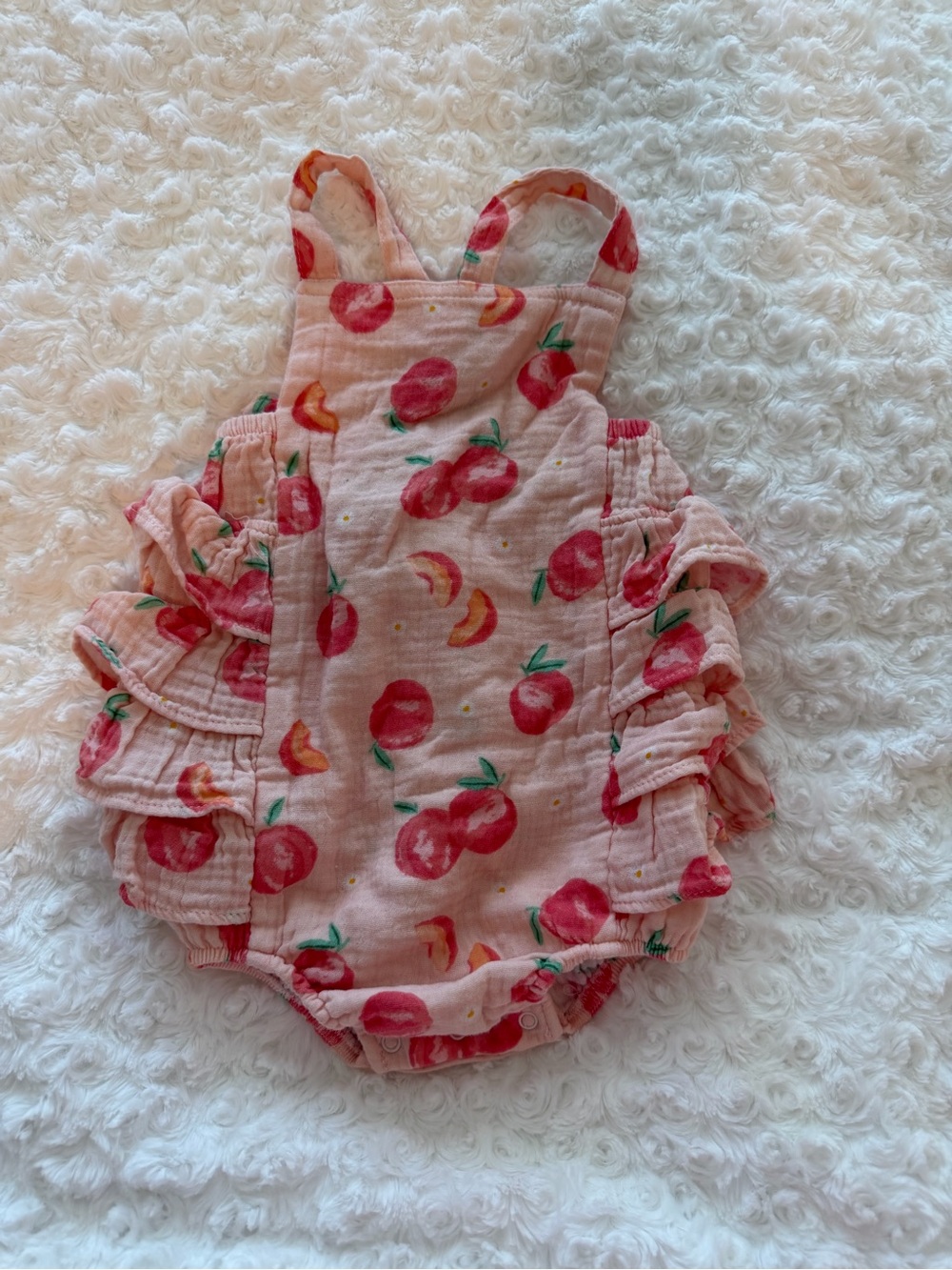Angel Dear Peach Print Ruffle One-Piece